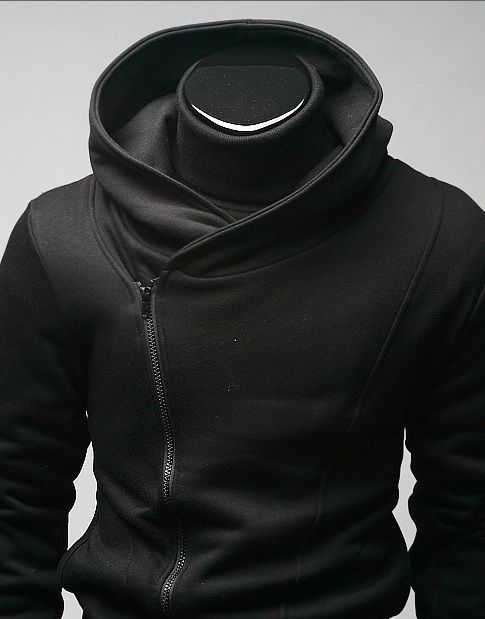 Qltrade_3 Hot Sales Mens 지퍼 슬림 한 디자인 까마귀 자켓 어쌔신 크리드 블랙 탑 코트