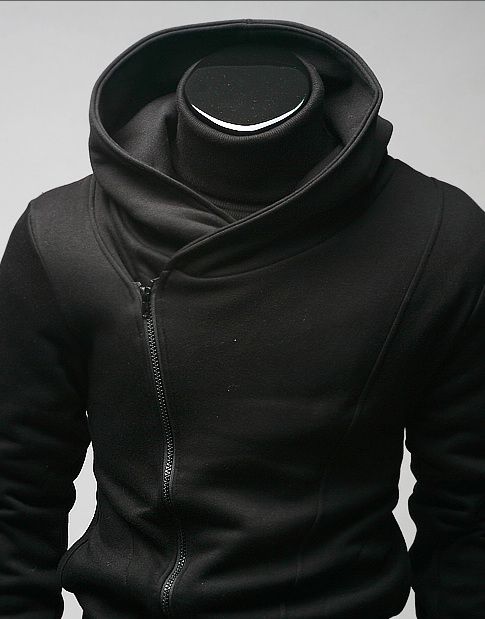 QLTrade_3 Hot Sales Mens Zip Slim Designed Hoodie Jacket Assassins Creed Black Top Coat