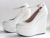 6 candy colors women's bride shoes,ankle strap 5.5CM high platform wedges heel shoes