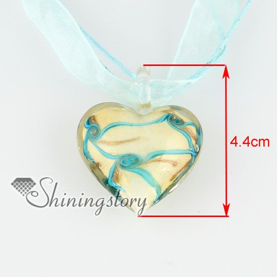 Valentijnsdag hart liefde glitter met lijnen lampwork murano Italiaanse Venetiaanse handgemaakte mode-sieraden kettingen MUP124