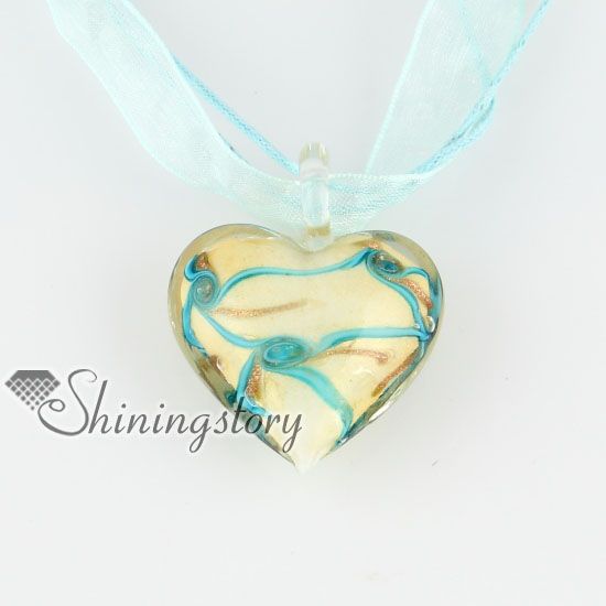 Valentinstag Herz Liebe Glitzer mit Linien Lampwork Murano Italienisch venezianischer handgemachter Modeschmuck Halsketten MUP124