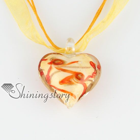 saint valentin coeur amour paillettes avec lignes Murano italien vénitien fait main bijoux de mode colliers MUP124