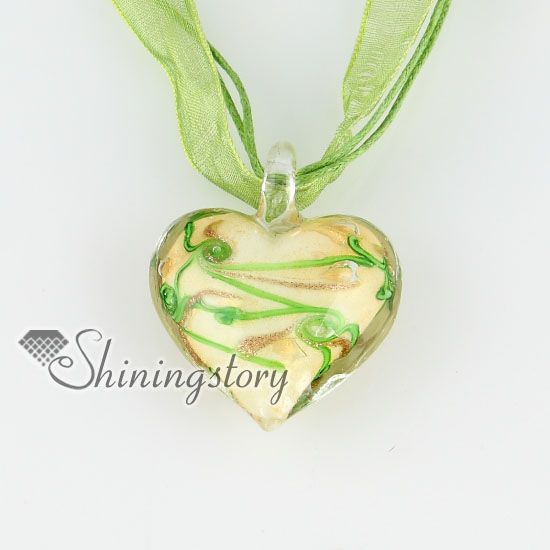 valentine's day heart love glitter with lines lampwork murano Italian venetian handmade fashion jewelry necklaces MUP124