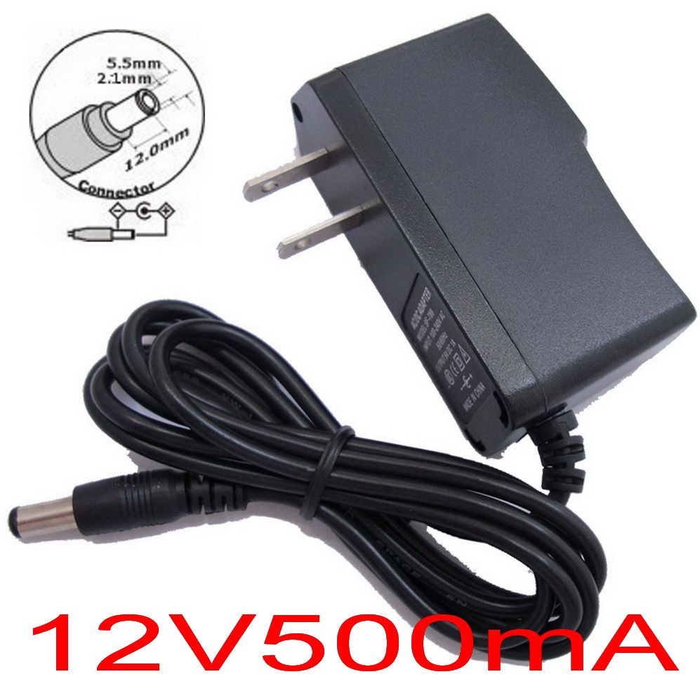 100 stks AC 100V-240V Converter Adapter DC 12V 500mA / 0.5A Power Supply US Plug + Free Express