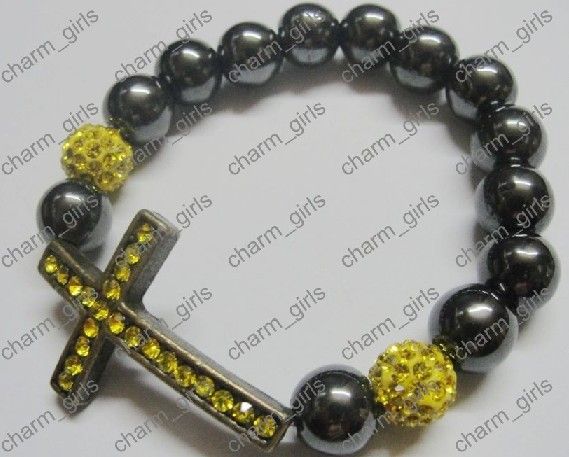 20 stks * Xmas Gift 10mm Mix Crystal Disco Pave Ball Sideway Rhinestone Cross Bracelets