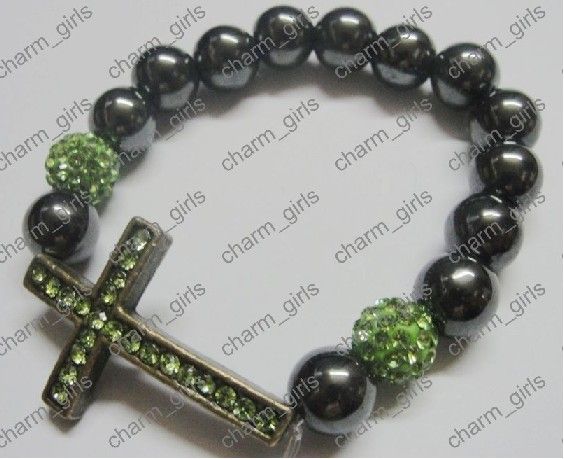 20 stks * Xmas Gift 10mm Mix Crystal Disco Pave Ball Sideway Rhinestone Cross Bracelets