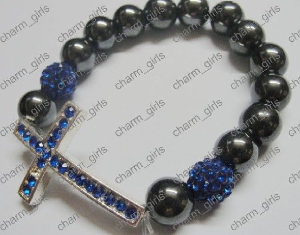 20 sztuk * Xmas Prezent 10mm Mix Crystal Disco Pave Ball Sideway Rhinestone Cross Bransoletki