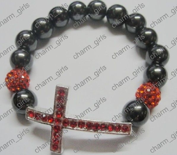 20 stks * Xmas Gift 10mm Mix Crystal Disco Pave Ball Sideway Rhinestone Cross Bracelets