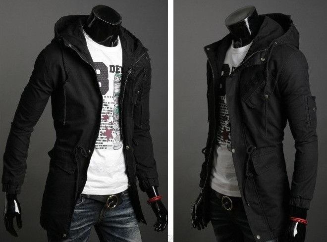 New Fashion Men Cotton Hoodie Long Coat Jacket Overcoat Topcoat With Cap 1401 JK01 From 