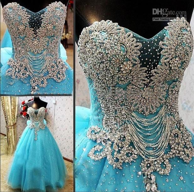 blue colour wedding gown