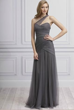 shoulder grey length floor line bridesmaid tulle dress gown ruffled evening simple lhuillier monique dresses dhgate prom