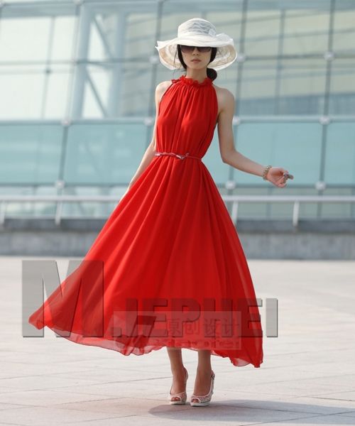 Hot Fashion Chiffon Women Dress Long Casual Dress Fashion Dress One ...