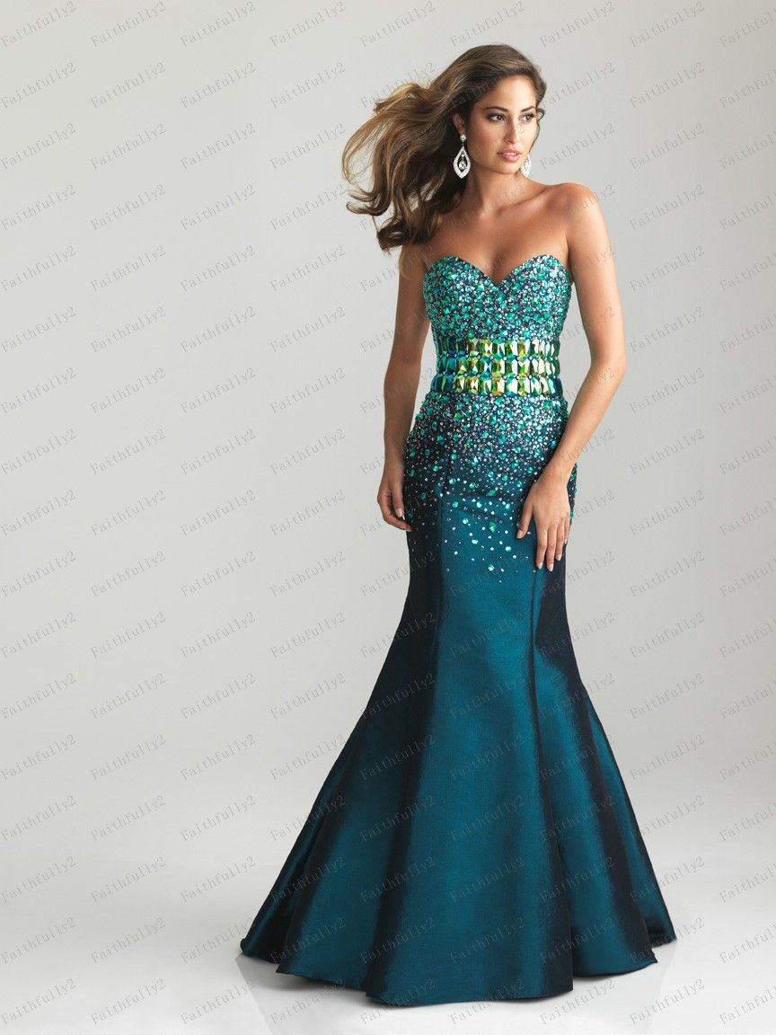 teal mermaid bridesmaid dresses
