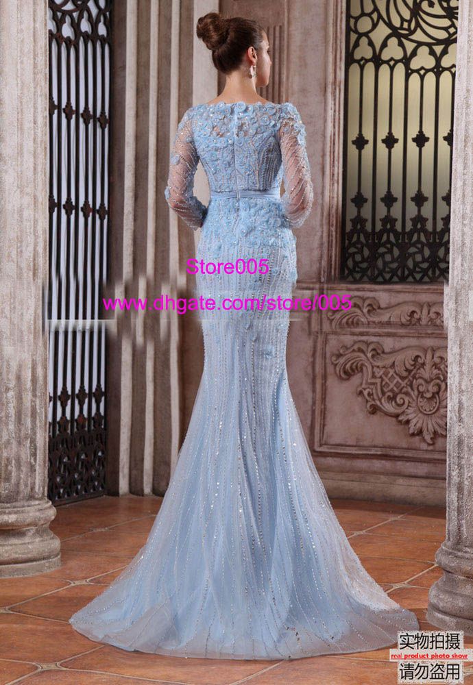 Dramatic Rhinestone Mermaid Evening Dresses 2015 Beaded Sequin Flower
