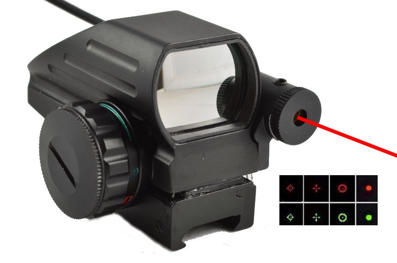 Mirino a punto rosso con mirino laser combinato con pressostato Punto rosso/verde