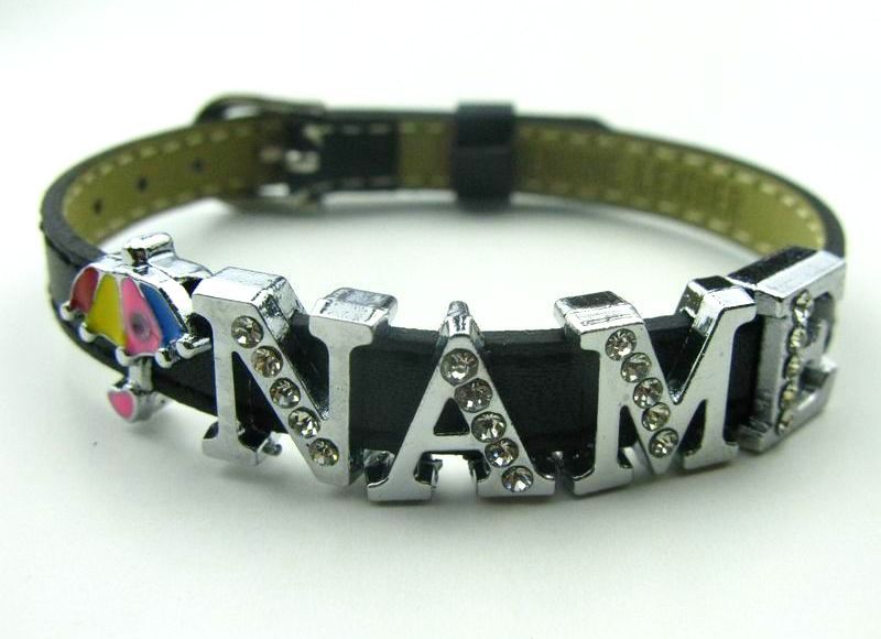 en cuir véritable bracelet Fit 8 mm Lettres / diapositives charme bricolage accessoires