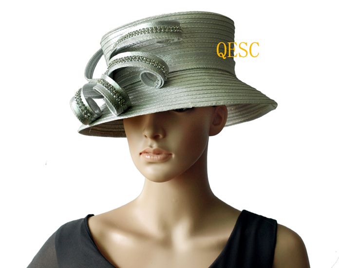 Metallic Silver Formal Church Hat 