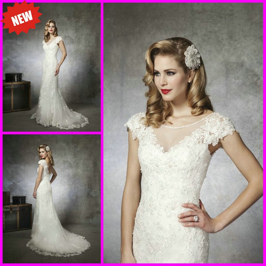 Vintage Lace Wedding Dresses With Capped Sleeves Pemerintah Kota