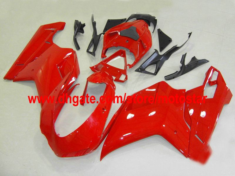 All red fairings fit for DUCATI 848 1098 1198 1098s 1198s 2007-2010 injection molding fairing Accept customize