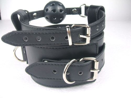 Quality black Leather Collar Mouth Gag SM Adult Sex Toys Bondage Toys4390261
