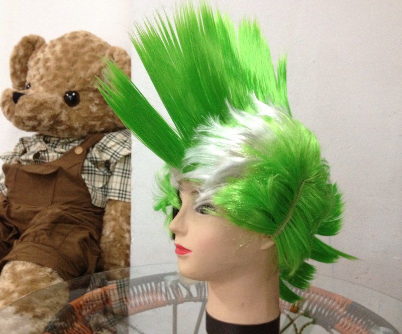 Fashion Synthetic Spiky Wigs Party Wig Green White Football
