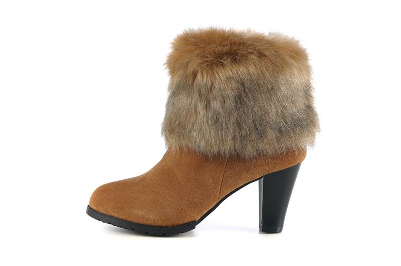 Women High Heeled Boots Heels Soft Warm Mink Hair Good Cow Leather ...