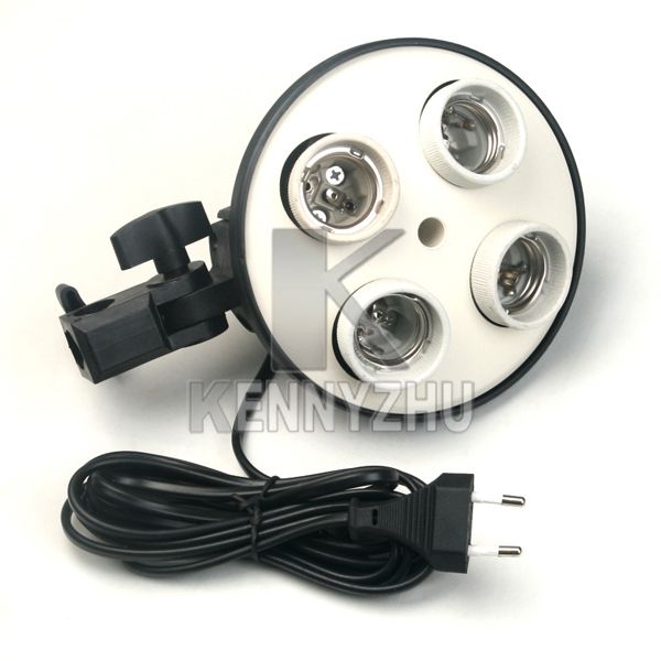 E27 4 Socket Light Stand Photo Lamp Bulb Houder Flash Paraplu Ondersteuning Beugel Continue verlichting