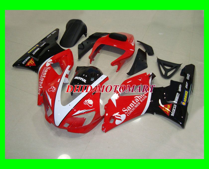 ABS البلاستيك الأحمر الأسود طقم أدوات لياماها YZF R1 98 99 YZFR1 1998 1999 YZF-R1 Fairings set + 7gifts