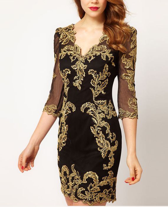 black gown with golden work