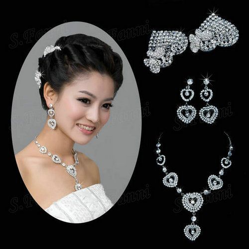 Wedding Jewelry Set IN STOCK High Quality Necklace Crown Earrings For