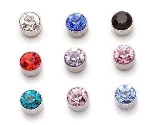 Popstjärna stil mix färg 4mm magnetisk runda akryl stud örhängen MS smycken icke-piercing clip-on örhänge