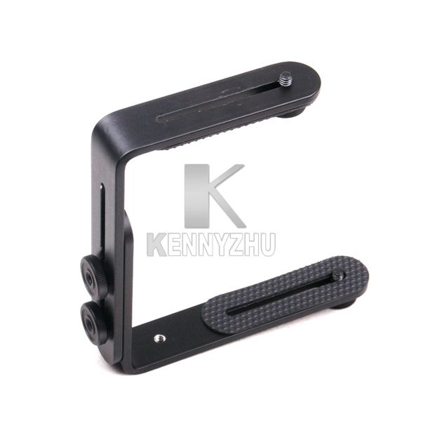 Dupla L-Forma do Flash Bracket Mount Holder para Canon Nikon Speedlite DSLR Camera