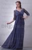 2015 Royal Blue Chiffon Prom Dresses Pleated Appliques Floor Length Three Quarter Sleeve BY034 Dhyz 016381068