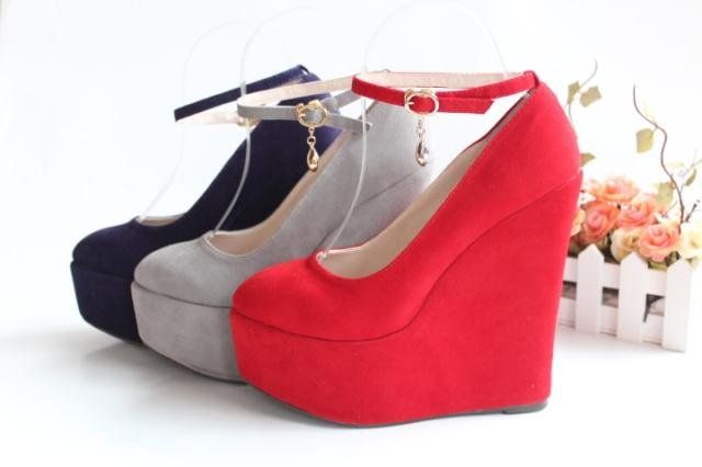 size3 12 suede ankle strap high platform wedges shoes high heels heels size 12