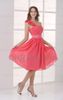 2015 Short A Line Water Melon One Shoulder Bridesmaid Dresses Handmade Flower Party Dresses MZ0475120855