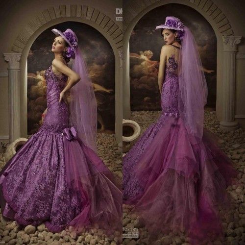 Purple Mermaid Wedding Dress