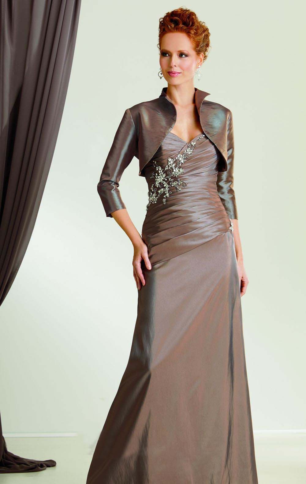 2013 Brown A Line Sweetheart Crossover Ruched Beading Floor Length ...