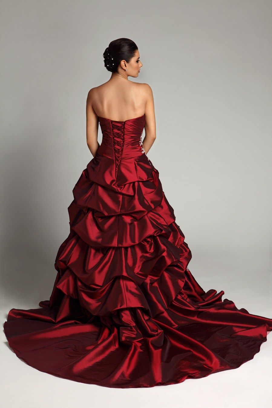 dark red wedding gown