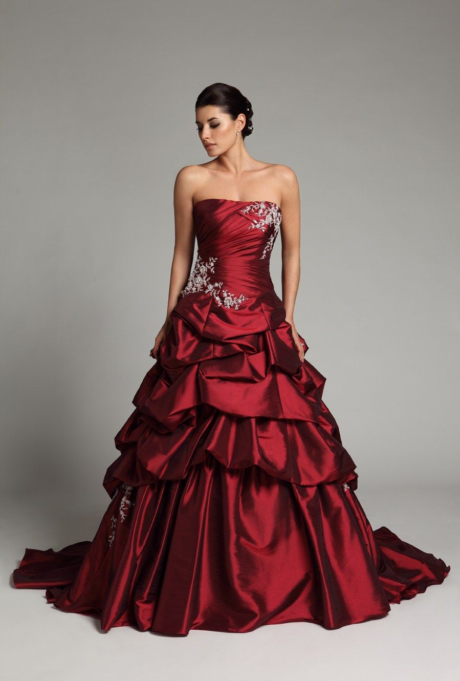 dark red wedding gown