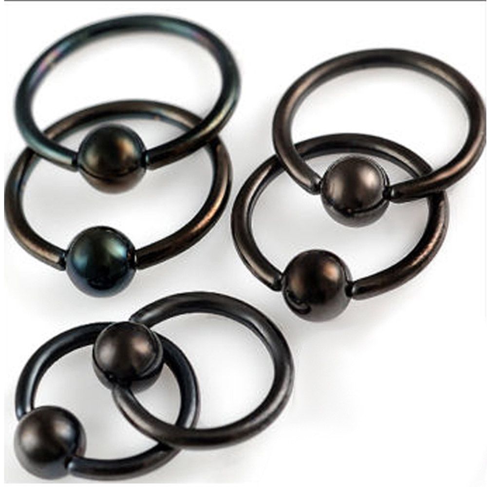 2017 Black Anodized Captive Bead Ring Bcr Nipple Labret Lip Nose within Black Body Jewelry