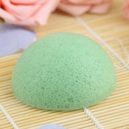 50 pcs/lot 4 Colours Semicircular 100%Natural Green Tea Konjac Facial Sponge Facial Wash Cleaning Puff