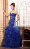 2015 vestidos de noche de tul azul real con volantes y lentejuelas de sirena multicapa BY065 Dhyz 016765164