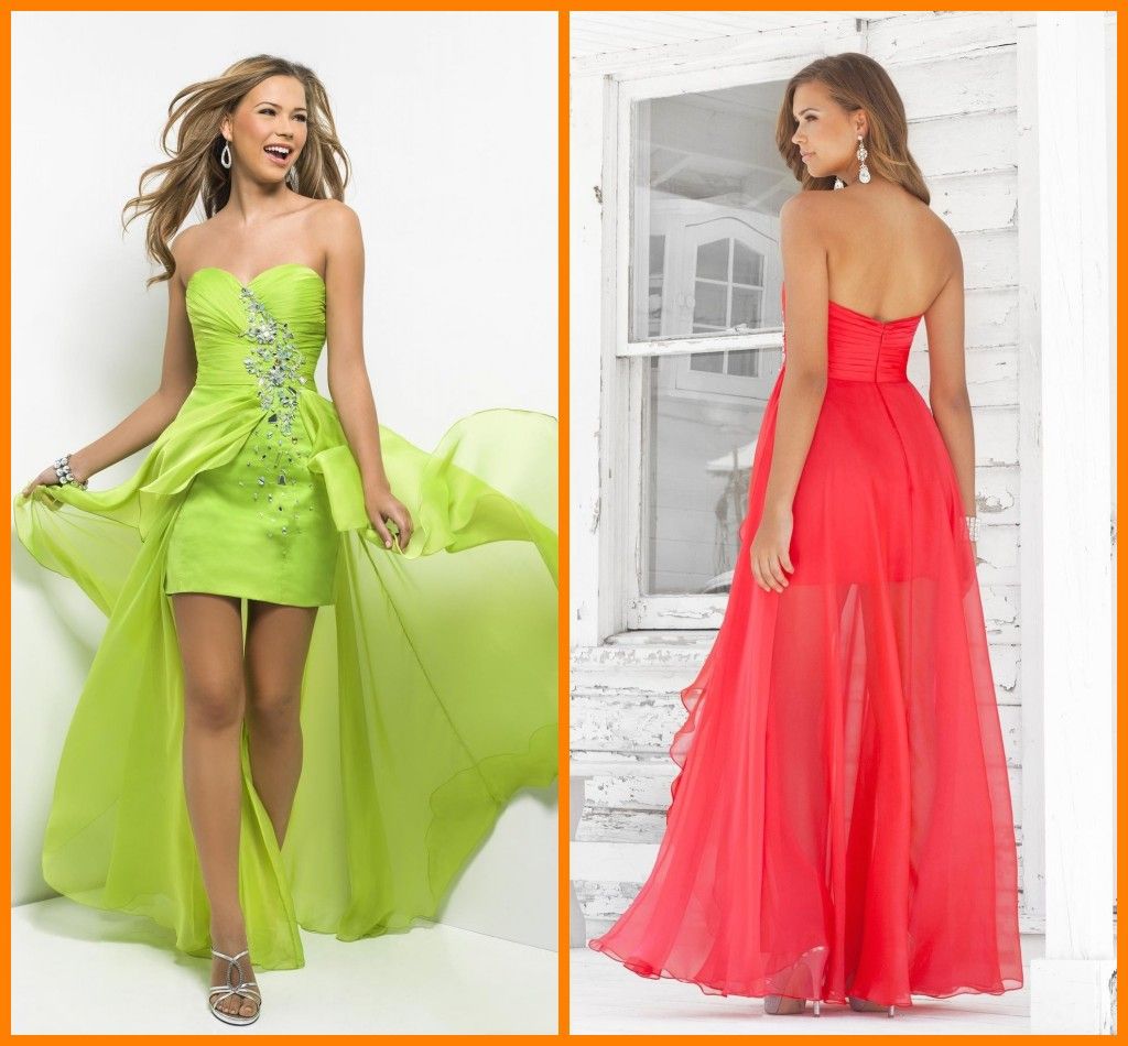 strapless high low gown
