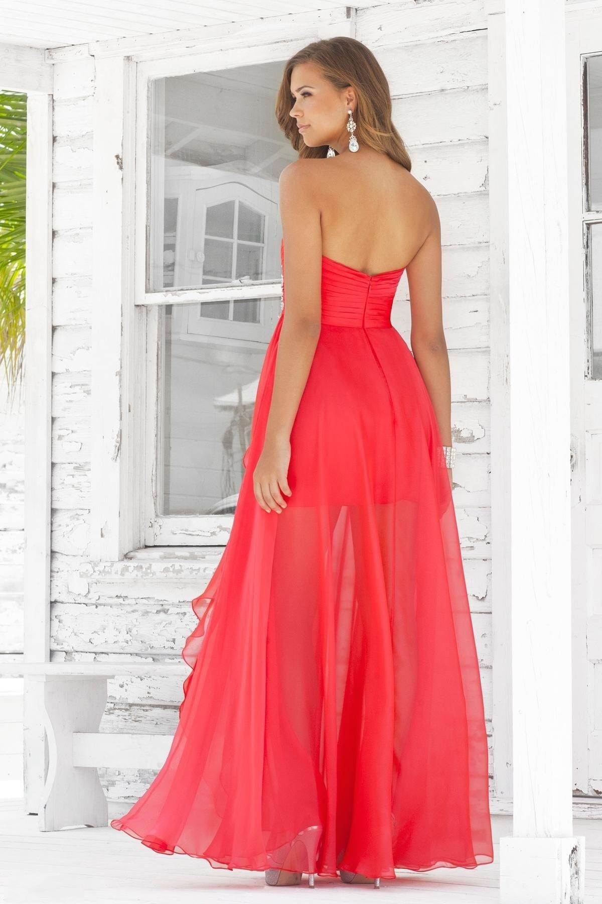 strapless high low gown
