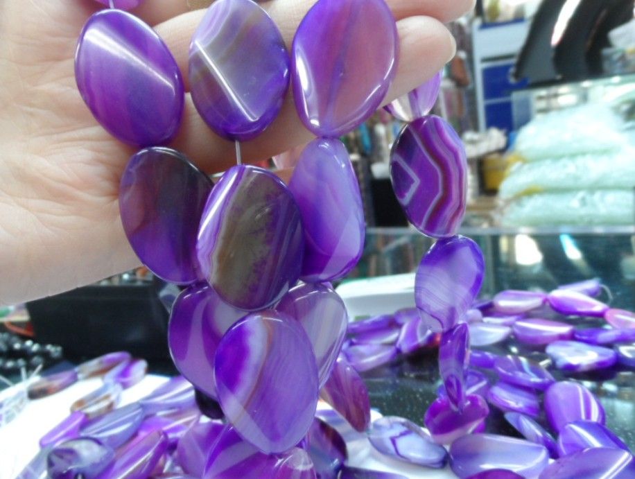 2021 Natural Gemstone Semi Precious Stones DIY Jewelry Natural Purple Agate 20 Mm * 30 Mm; 30 ...