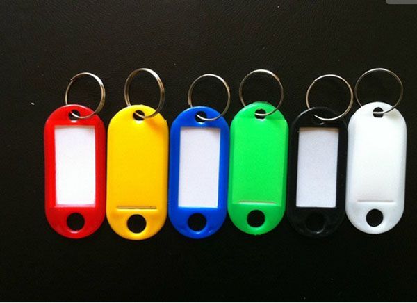 500pieces/Lot Plastic Key ID Labels Tags met Sleutelhanger Split Ringen GRATIS VERZENDING