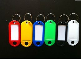 500pieces / lot Kunststoffschlüssel ID-Etiketten-Tags mit Schlüsselanhänger Split-Ringe Freies Verschiffen