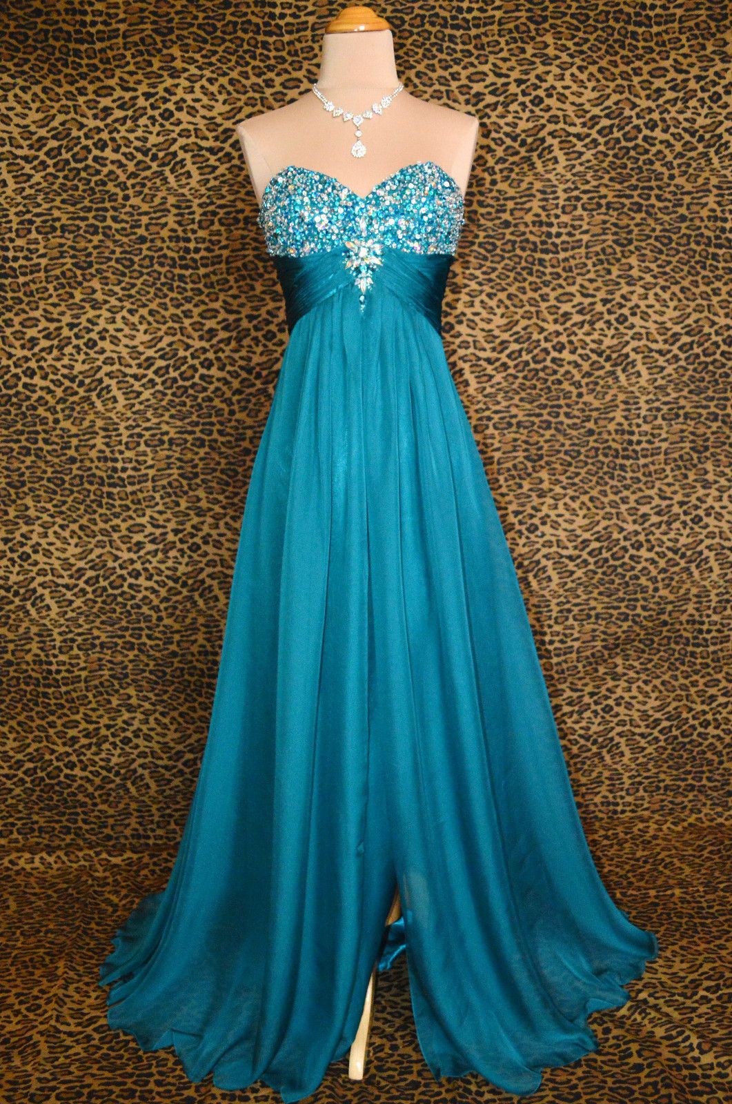 teal gowns