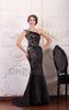 2015 Sexy Black Satin Mermaid Prom Dresses One Shoulder Beaded Sequins Evening Gowns HW0848252914