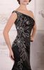 2015 Sexy Black Satin Mermaid Prom Dresses One Shoulder Beaded Sequins Evening Gowns HW0848252914